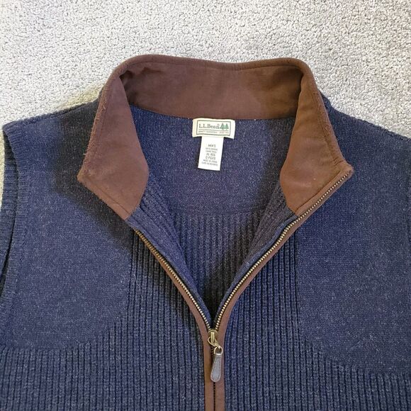 LL Bean sweater Mens Extra Large Blue Vest 100% Merino Wool Lambswool Waterfowl - Picture 3 of 10